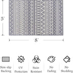 Outdoor Rug Carpet 5x8 ft, Flatweave Textured Outdoor Patio Rug Non Slip Indoor - Image 2