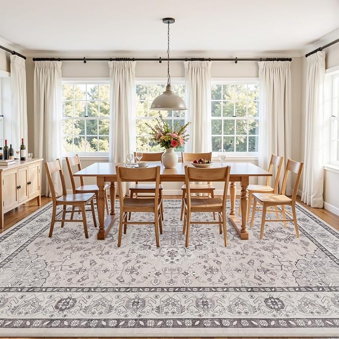 5x7 Area Rugs for Living Room: Vintage Boho Neutral Washable Rug Indoor Soft - Image 9
