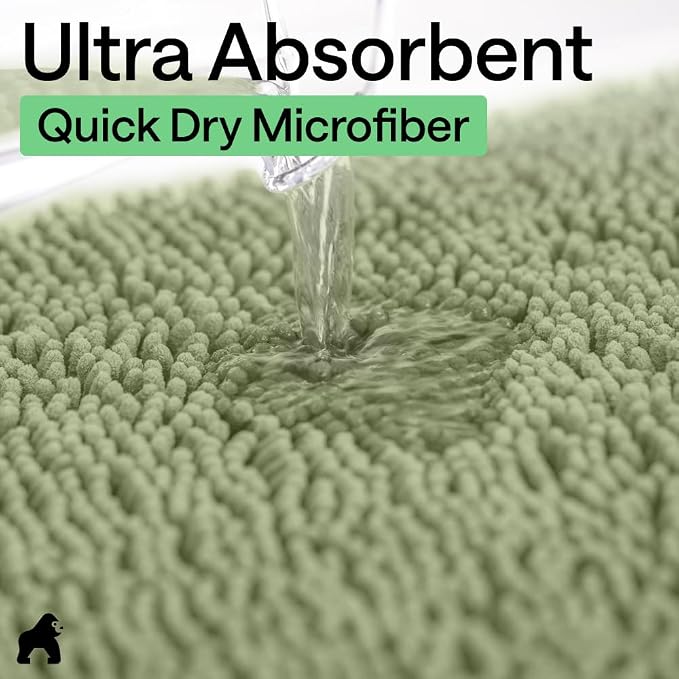 GORILLA GRIP Bath Rug Mat 60x24, Soft Absorbent Chenille, Quick Dry Microfiber - Image 5