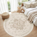 Round Area Rug for Living Room: 6ft Vintage Boho Neutral Washable Circle Rug - Image 4
