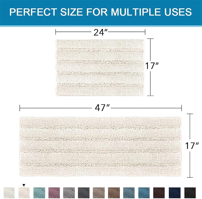 H.VERSAILTEX Extra Thick Striped Bath Rugs - Image 2