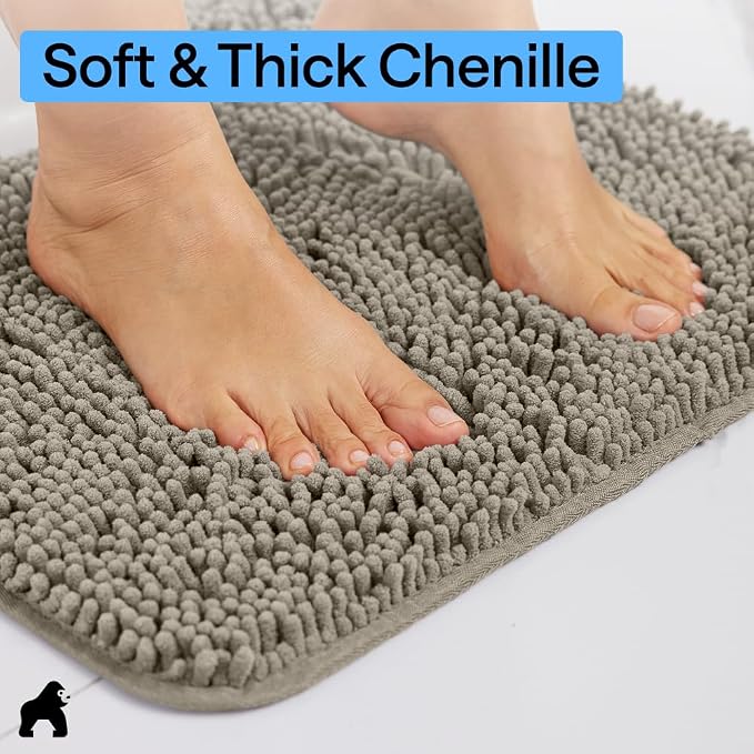GORILLA GRIP Bath Rug Mat, Thick Soft Absorbent Chenille, Quick Dry Microfiber - Image 4
