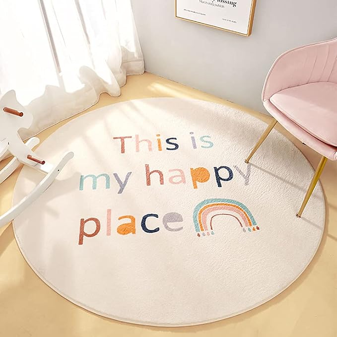 Poowe Round Kids Playroom Animals Rug by Poowe
