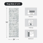 2×6 Washable Kitchen Runner Rug Non Slip, Soft Faux Wool Floor Carpets - Image 2