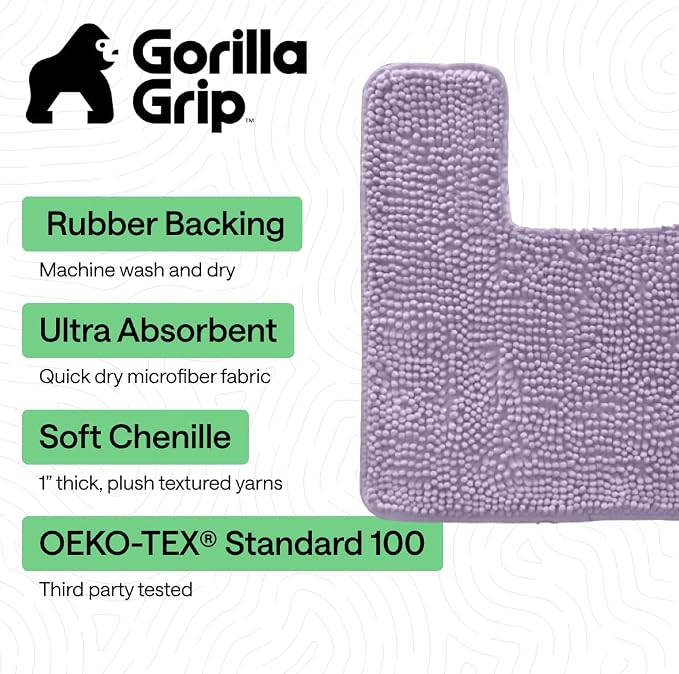 GORILLA GRIP Plush Absorbent Shaggy Chenille Bath Rug Mat - Image 3