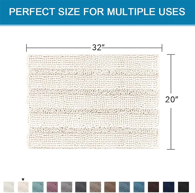 H.VERSAILTEX Bath Rugs for Bathroom Non Slip Bath Mats Extra Thick Chenille - Image 2