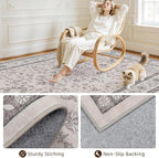 10x12 Area Rug for Living Room: Vintage Boho Neutral Washable Rug Indoor Soft - Image 4
