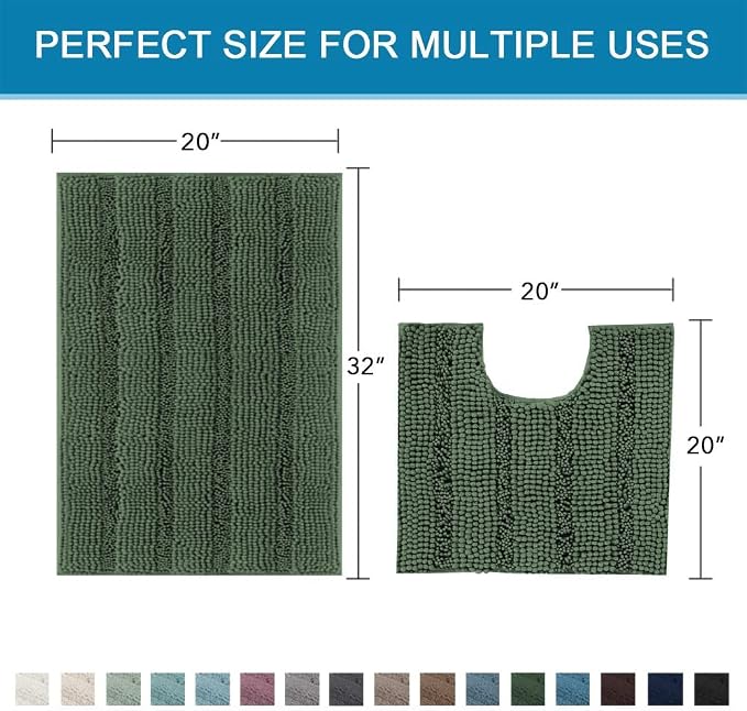 H.VERSAILTEX Bathroom Rugs Bath Rug Set 2 Piece Bathroom Contour Rug Toilet Mat - Image 2