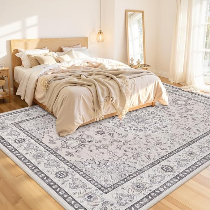 10x12 Area Rug for Living Room: Vintage Boho Neutral Washable Rug Indoor Soft - Image 2