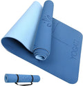 YOGATI® Yoga Mat with Strap with Alignment Lines. Home Workout Mat by YOGATI