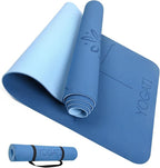 YOGATI® Yoga Mat with Strap with Alignment Lines. Home Workout Mat by YOGATI