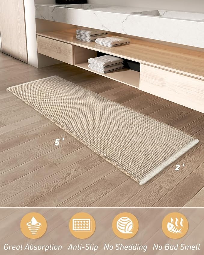 AMOAMI Upgraded Waffle Runner Rug Super Absorbent Non Slip Bath Mats - Image 7