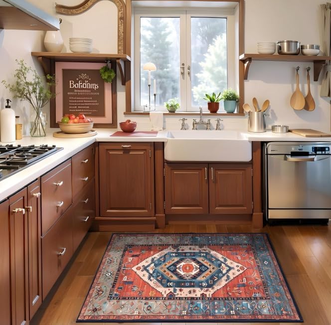 SERISSA Boho Rugs for Entryway, 2x3 Rust Entryway Rug Non-Slip Washable Small - Image 7