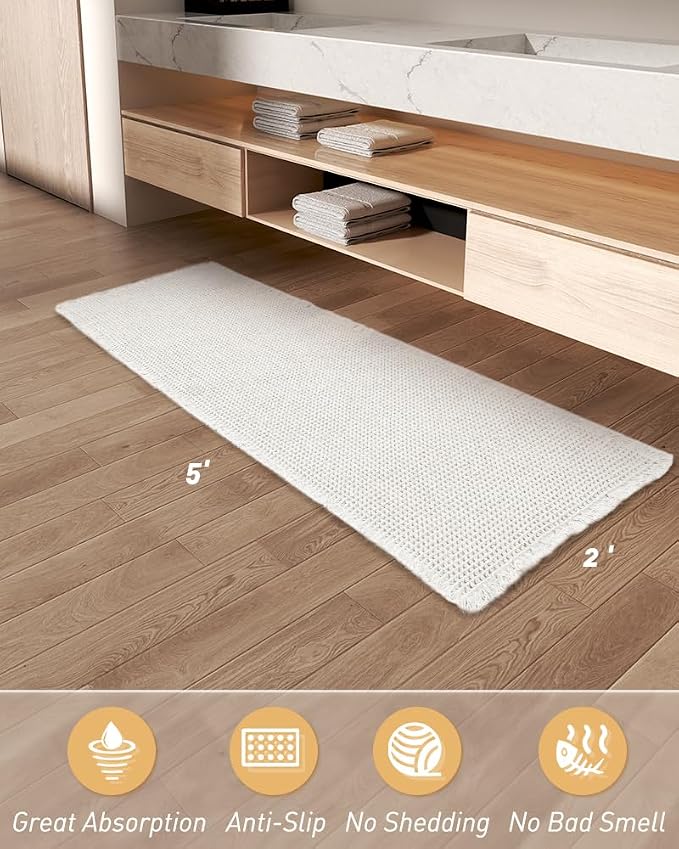 AMOAMI Waffle Runner Rug Super Absorbent Non Slip Bath Mats - Image 2