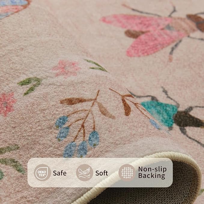 Rugxara 3x5 Rug for Entryway Bedroom, Floral Vintage Retro Boho Throw Rug - Image 4