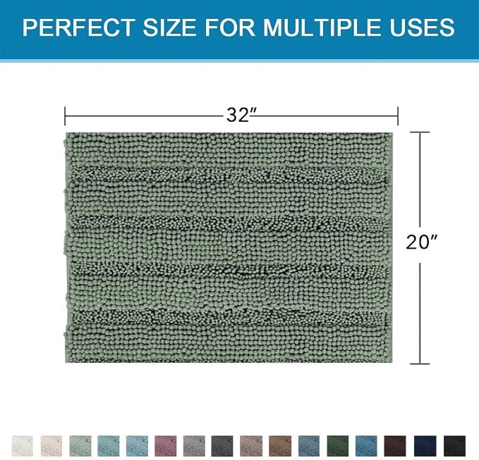 H.VERSAILTEX Bath Rugs for Bathroom Non Slip Bath Mats Extra Thick Chenille - Image 2
