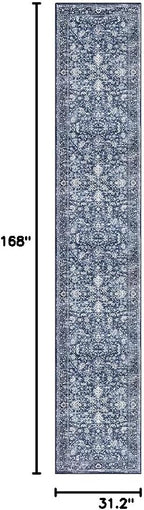 KILOCOCO Runner for Hallway 2.6x14 Runner Rug Printed Vintage Floral Washable - Image 2