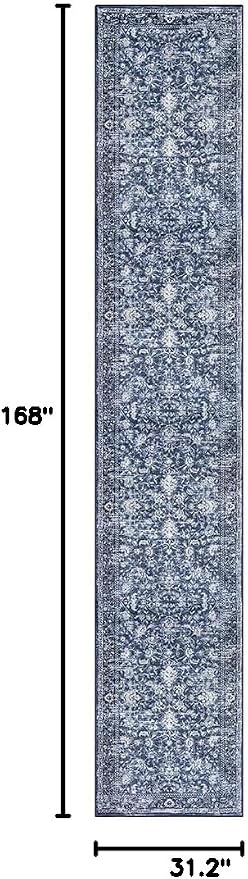KILOCOCO Runner for Hallway 2.6x14 Runner Rug Printed Vintage Floral Washable - Image 2