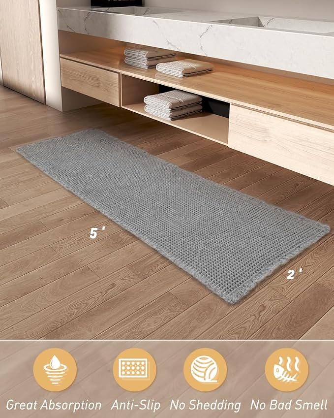 Upgraded Waffle Runner Rug Super Absorbent Non Slip Bath Mats - Image 6