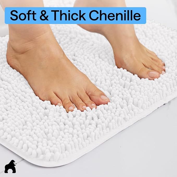 GORILLA GRIP Plush Absorbent Shaggy Chenille Bath Rug Mat - Image 5