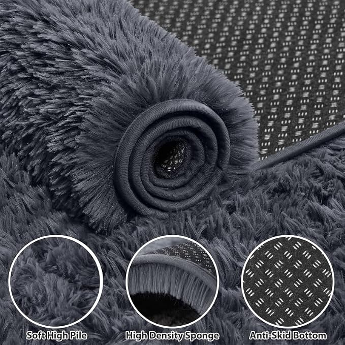 Area Rugs 9x12 Living Room Bedroom: Soft Fluffy Shag Rugs Upgrade Non-Slip High - Image 3