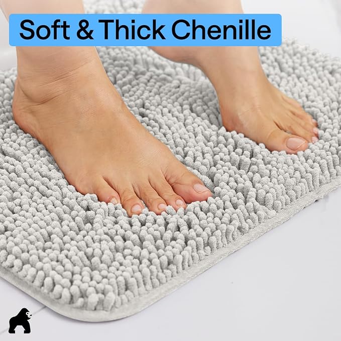 GORILLA GRIP Plush Absorbent Shaggy Chenille Bath Rug Mat - Image 5