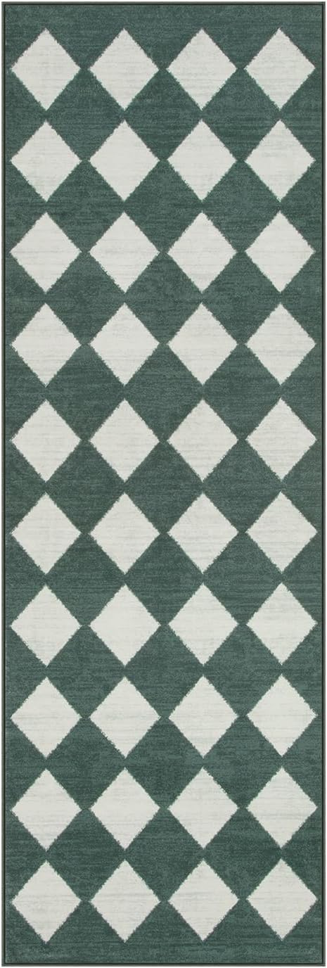 Lahome Zelie Checkered Washable 2x6 Green Runners - Image 10
