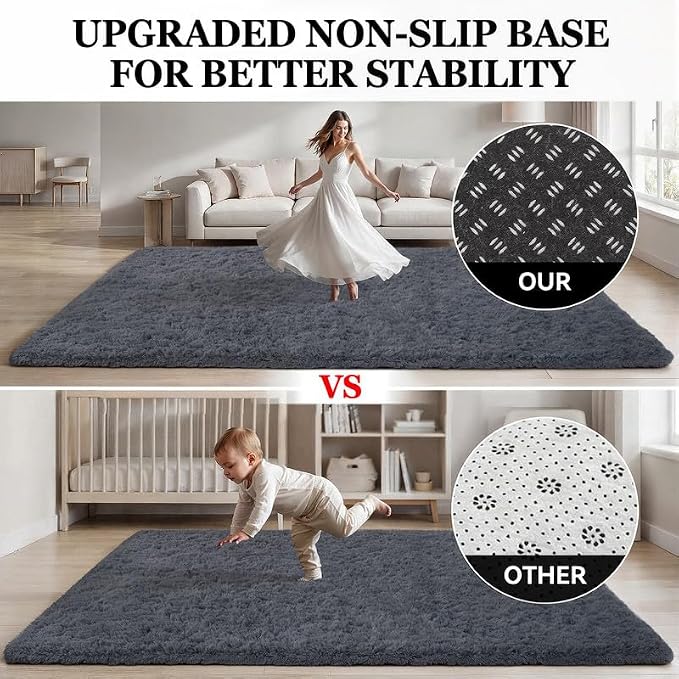 Area Rugs 9x12 Living Room Bedroom: Soft Fluffy Shag Rugs Upgrade Non-Slip High - Image 8