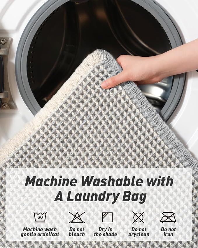 Upgraded Waffle Bath Mat, Super Absorbent Non Slip Bath Mats - Image 6