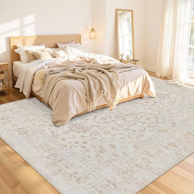 10x12 Area Rug for Living Room: Vintage Boho Neutral Washable Rug Indoor Soft - Image 2