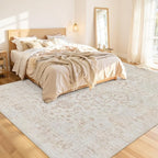 Area Rugs 9x12 Living Room: Vintage Boho Neutral Washable Rug Indoor Soft Large - Image 2