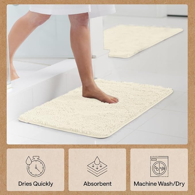 GORILLA GRIP Bath Rug Mat 44x26, Soft Absorbent Chenille, Quick Dry Microfiber - Image 7