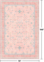 Washable Pink and Blue 6x9 Oushak Rugs - Image 2