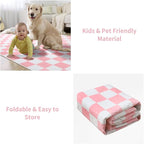 Terrug Pink and White Checkered Rug - Image 8