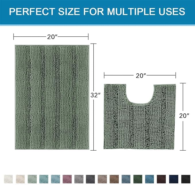 H.VERSAILTEX Bathroom Rugs Bath Rug Set 2 Piece Bathroom Contour Rug Toilet Mat - Image 2