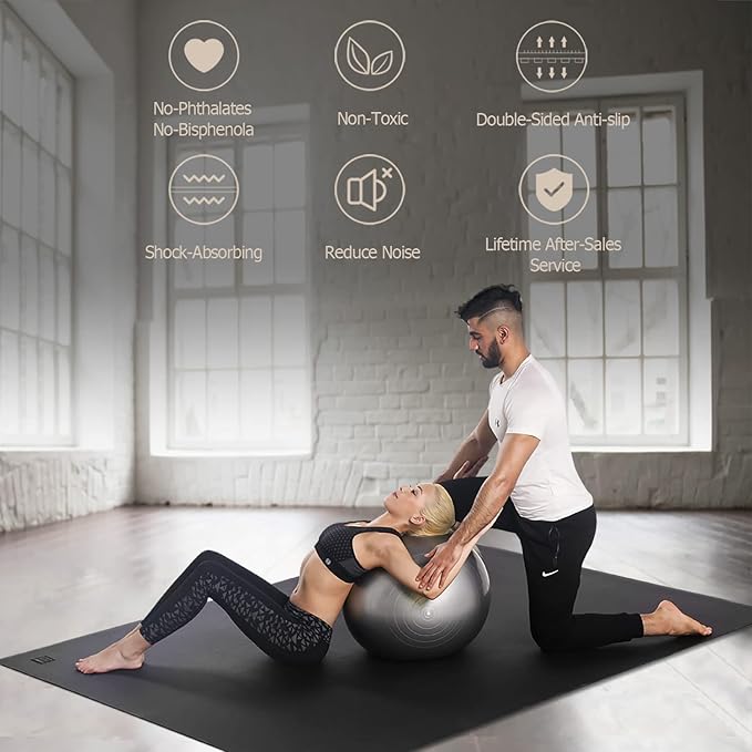 GXMMAT Large Yoga Mat 12'x6'/10'x6'/6'x8', Extra Thick Workout Mats - Image 5