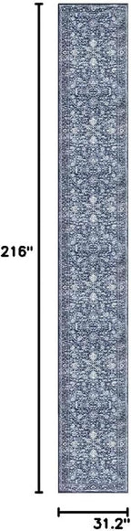 KILOCOCO Hallway Runner 2.6x18 Rug Runner Printed Vintage Floral Washable - Image 2