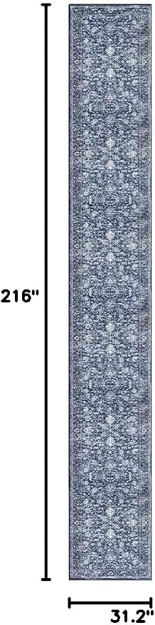 KILOCOCO Hallway Runner 2.6x18 Rug Runner Printed Vintage Floral Washable - Image 2