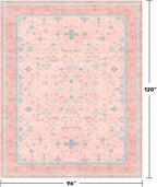 Washable Pink and Blue 8x10 Oushak Rugs - Image 2
