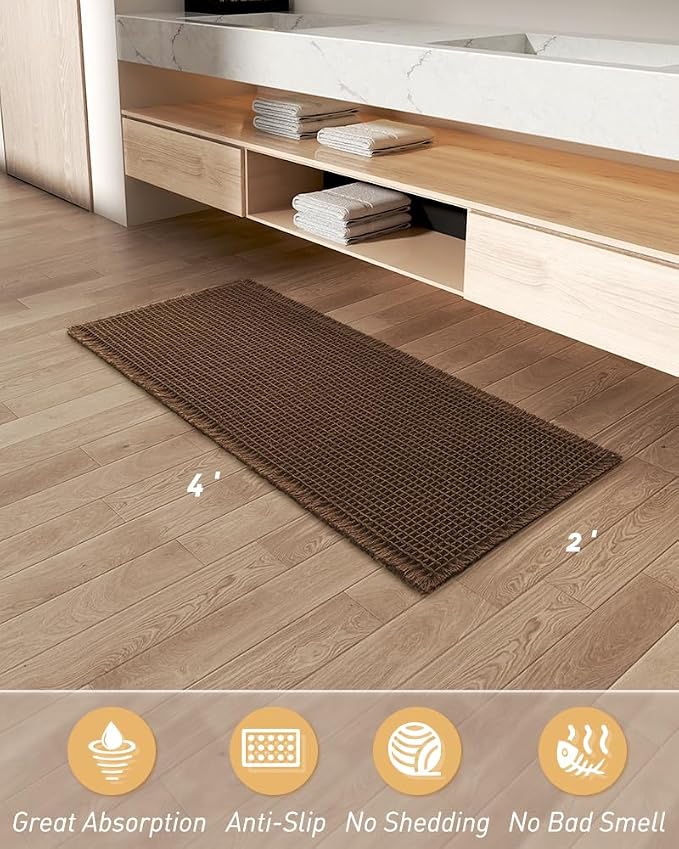 Upgraded Waffle Runner Rug Super Absorbent Non Slip Bath Mats - Image 6