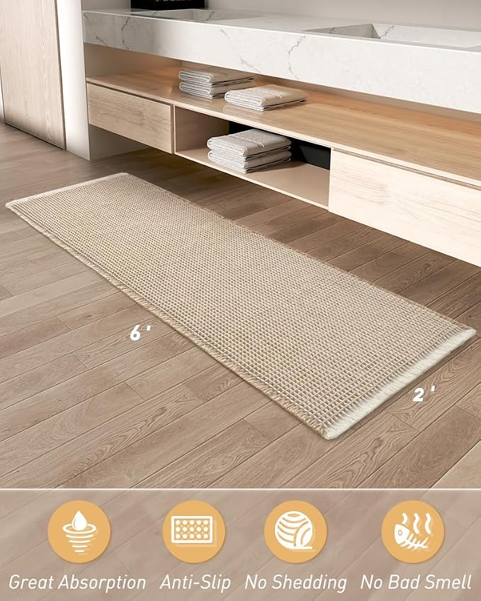 AMOAMI Upgraded Waffle Runner Rug Super Absorbent Non Slip Bath Mats - Image 7
