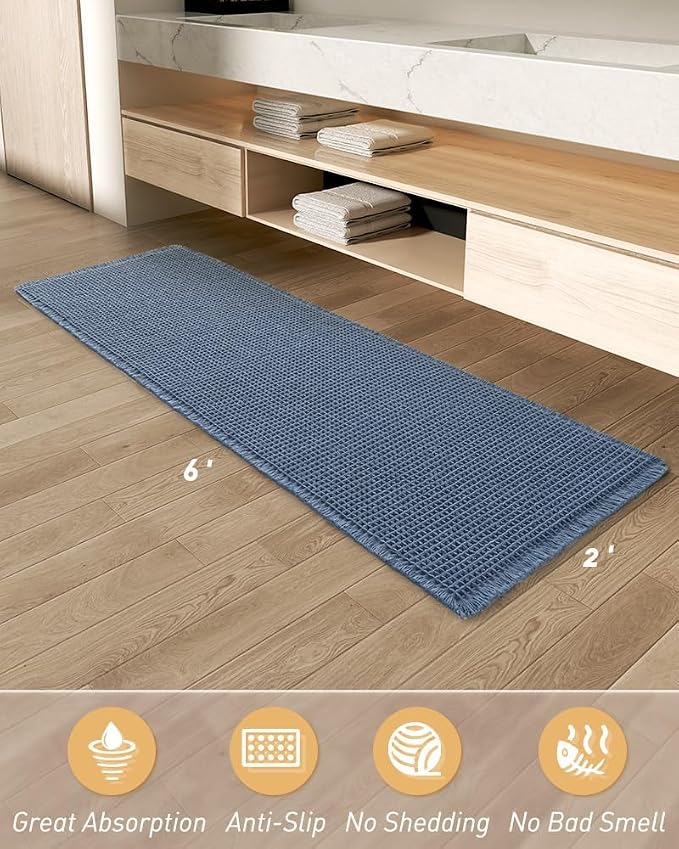 AMOAMI Upgraded Waffle Runner Rug Super Absorbent Non Slip Bath Mats - Image 7