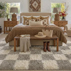 PureCozy Checkered Rug 5x7 for Living Room, Modern Grey Shag Rug Shag Rug Super - Image 3