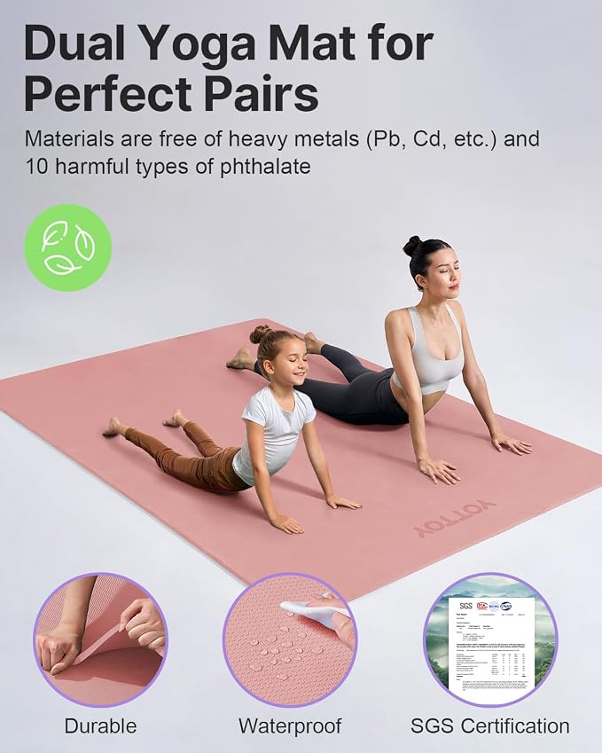 YOTTOY Large Yoga Mat, Extra Wide TPE Exercise Mat, Non-Slip Workout Mat - Image 6