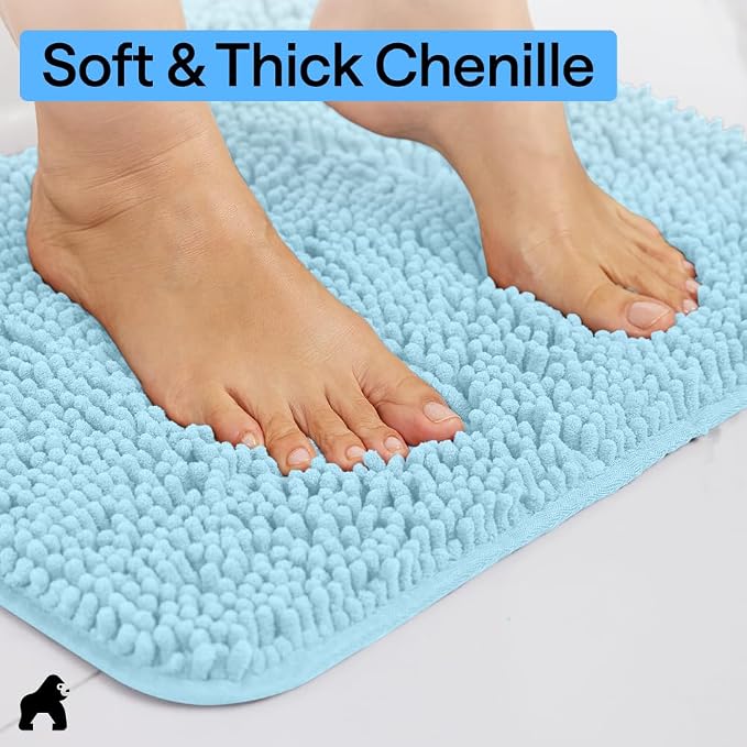 GORILLA GRIP Bath Rug Mat 36x24, Thick Soft Absorbent Chenille, Quick Dry - Image 4