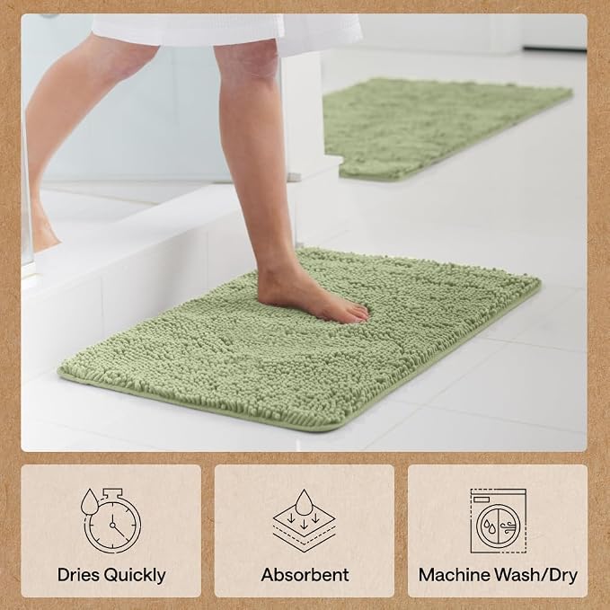 GORILLA GRIP Bath Rug Mat 60x17, Soft Absorbent Chenille, Quick Dry Microfiber - Image 7