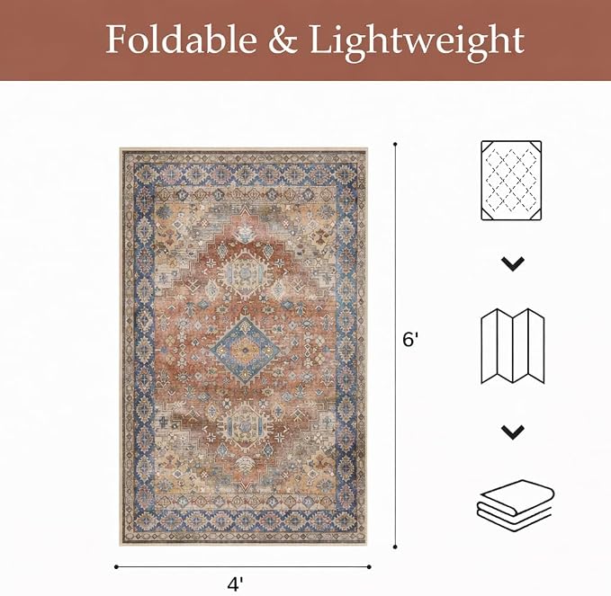 GENIMO Outdoor & Indoor Area Rug 4'x6', Waterproof, Non-Shedding, Easy Cleaning - Image 2