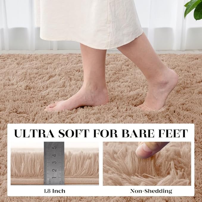 Area Rug for Living Room Bedroom: 6x9 Soft Fluffy Shag Rugs Upgrade Non-Slip - Image 6