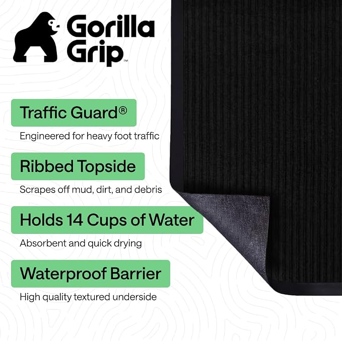 GORILLA GRIP Waterproof Traffic Guard Door Mat, 72x48 Heavy Duty Entryway Floor - Image 2
