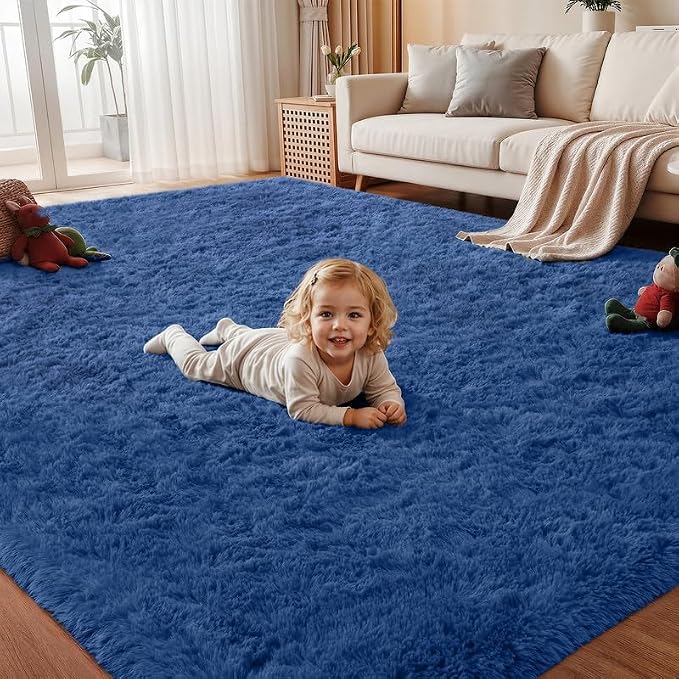 Area Rug for Living Room Bedroom: 4x6 Soft Fluffy Shag Rugs Upgrade Non-Slip by EXPEDIX
